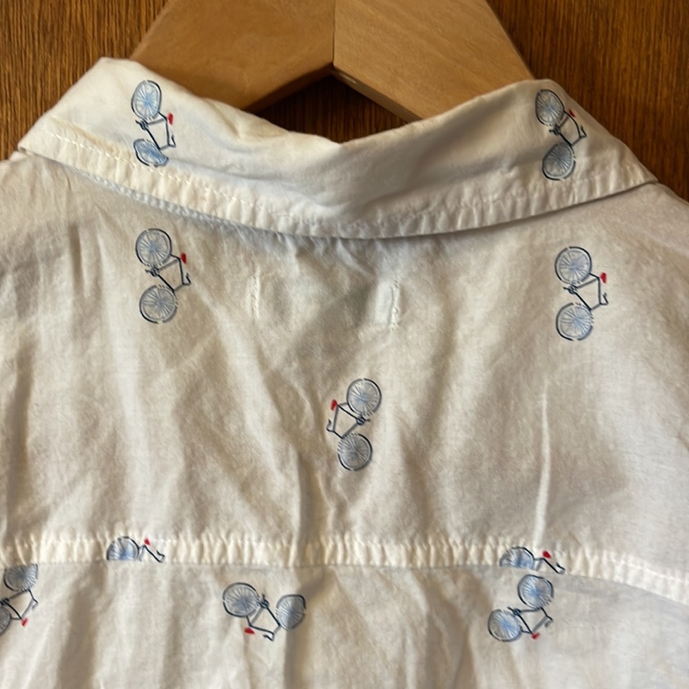 Old Navy vintage white bicycle print shirt blouse - Picture 6 of 8